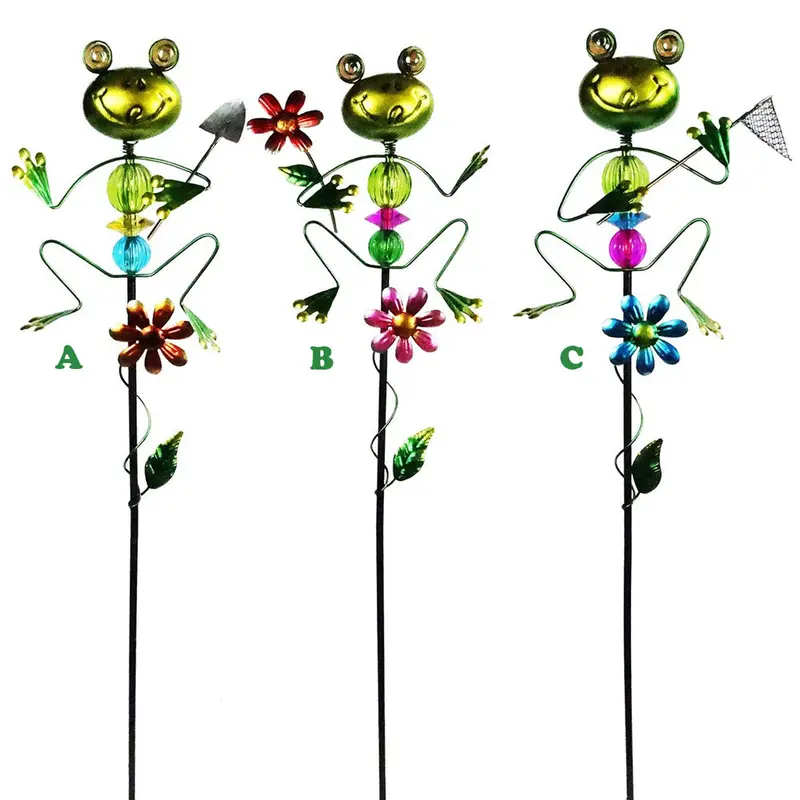 Alpine, Fun Frog Stake, Glass/Metal, Sold Individually, 36"