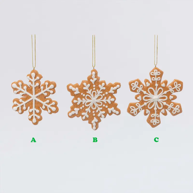 Gerson Gingerbread Dough Snowflake Ornament, Assorted Sold Individually