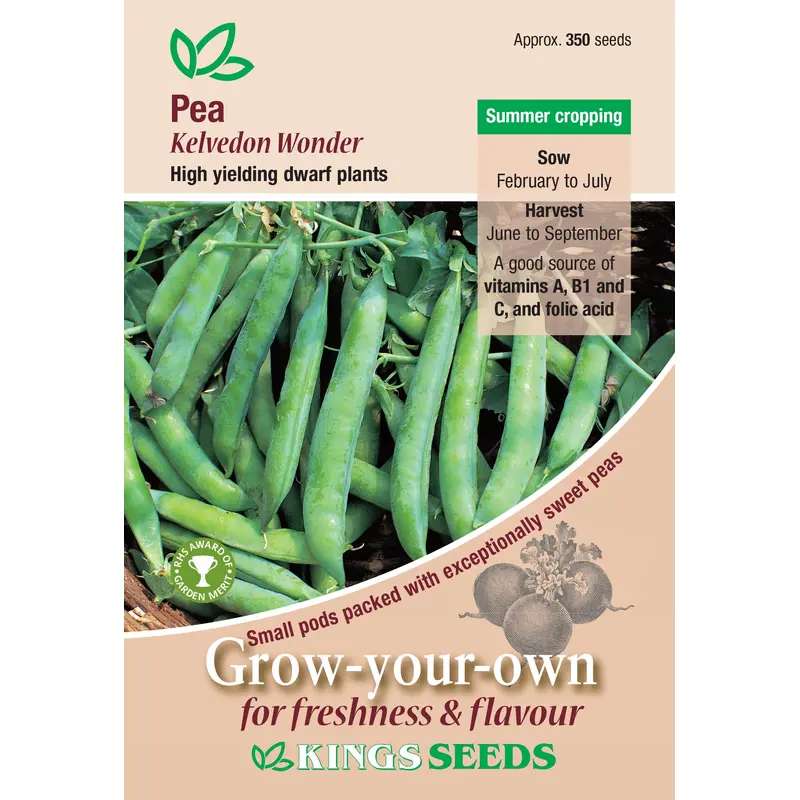Kings Seeds Pea Kelvedon Wonder 350 Seeds