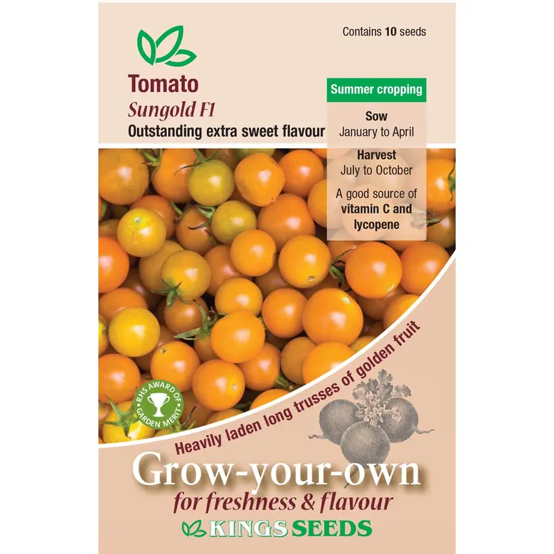 Kings Seeds Tomato Sungold F1 Hybrids 10 Seeds