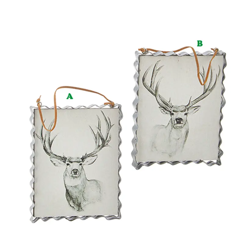 RAZ, Deer Ornament w/Galvanized Edges, Assorted and Sold Separately