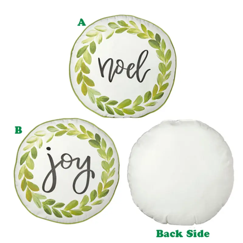 Raz Imports, Joy or Noel Pillow, Sold Separately, Polyester/Cotton, White/Green, 18"