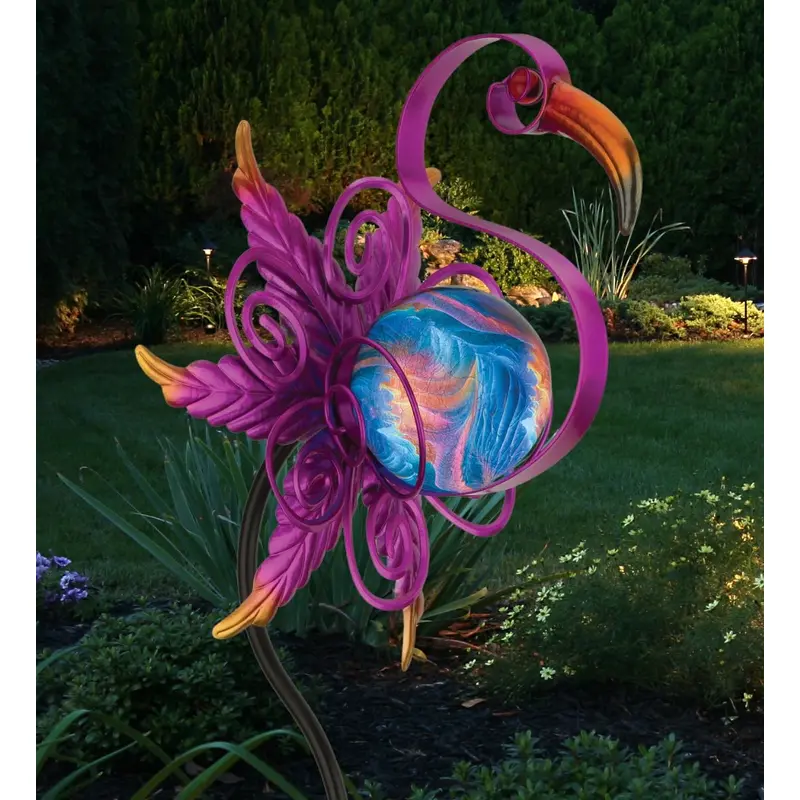Swirl Solar Stake - Flamingo