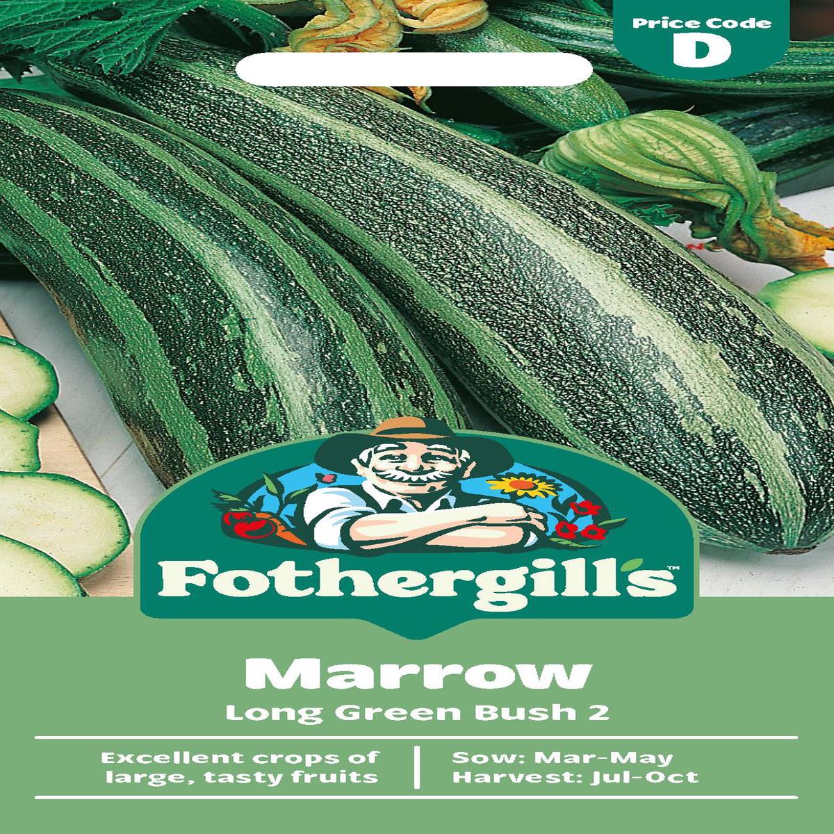 Fothergills Marrow Long Green Bush 2 Seeds