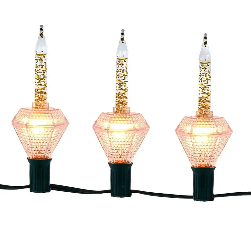 Kurt Adler, Bubble Light Gold Glitter Diamond, 7 Lights