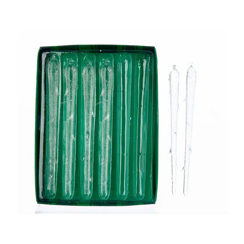 Kurt Adler Glass Icicle Ornaments, 6-Piece Box Set, 6.7"