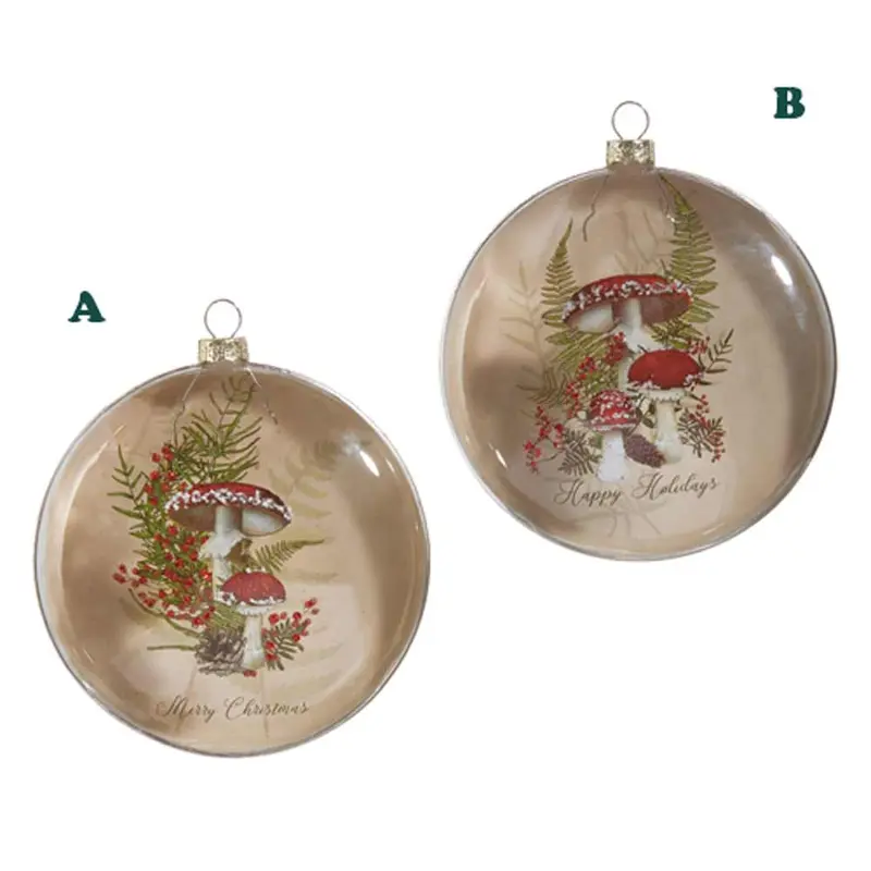 RAZ, Christmas Mushroom Disc Ornament, 5", Assorted & Sold Separately