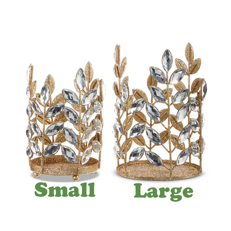Raz Imports, Crystal Jeweled Candle Holders with Gold Glitter