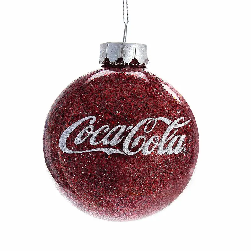 Coca-Cola Glittered Glass Ball Ornament, 3.15"