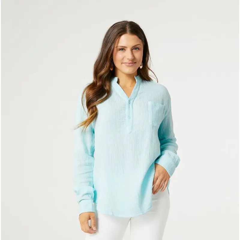 Coco+Carmen, Azaria Gauze Top, Aqua