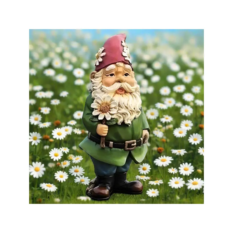Gnome with Daisy Statue
