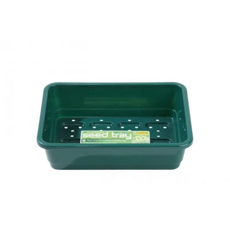 HEAVY DUTY GREEN PLASTIC SEED TRAYS WITH HOLES - HALF SIZE