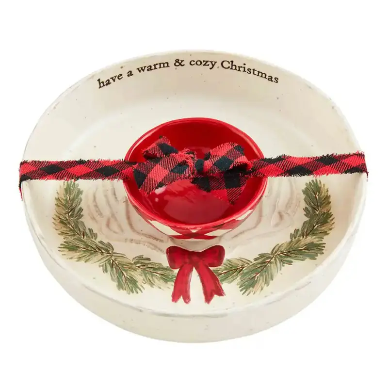 Mud Pie, Cozy Christmas Deer Chip/Dip Set