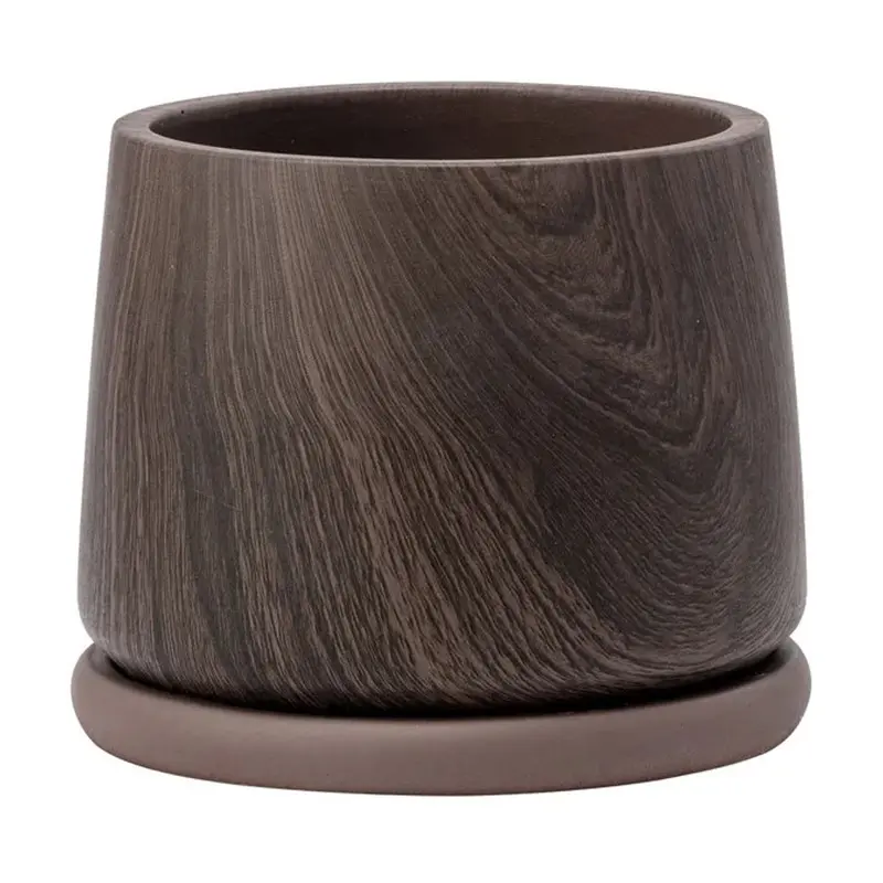 Napco, Swirl Planter w/Saucer, Brown
