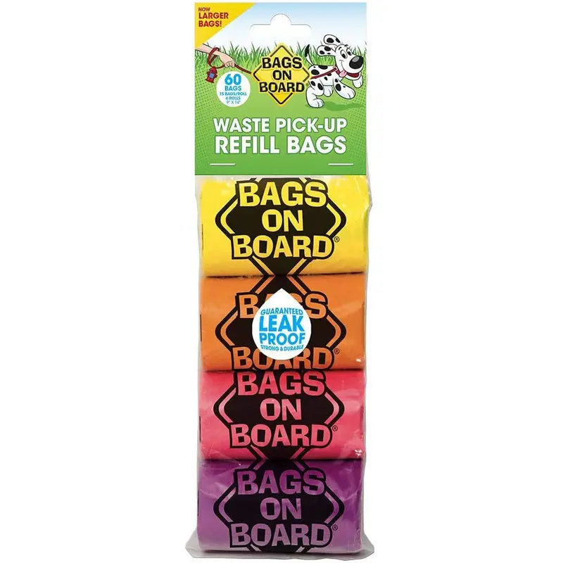 Bags on Board Waste Pick-Up Refill Bags, Rainbow, 60-Count