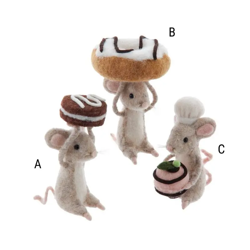 Felt Brown Mouse w/sweets Ornament, Assorted and Sold Separately