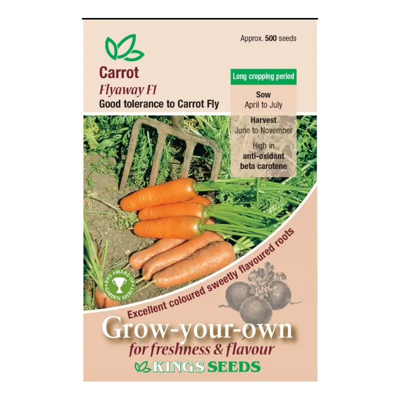 Kings Seeds Carrot Flyaway F1 Hybrid 500 Seeds
