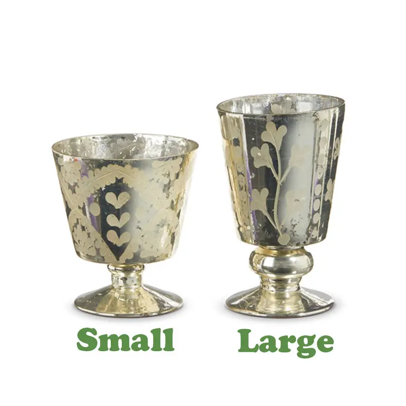 Raz Imports, Silver Etched Mercury Glass Footed Vase