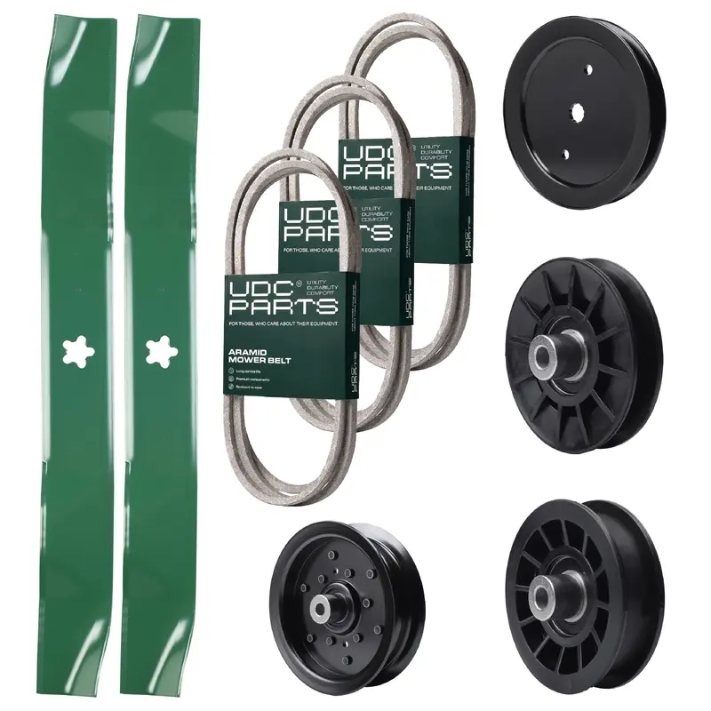 UDC Parts Mower Kit / Belt 130969 + Belt 194346 + Belt 197253 + Pulley 195945 + Pulley 532194326 + Pulley 532196106 + Pulley 532194327 + 2 Pack Blades 134149 / Fits Jonsered LT2216A2