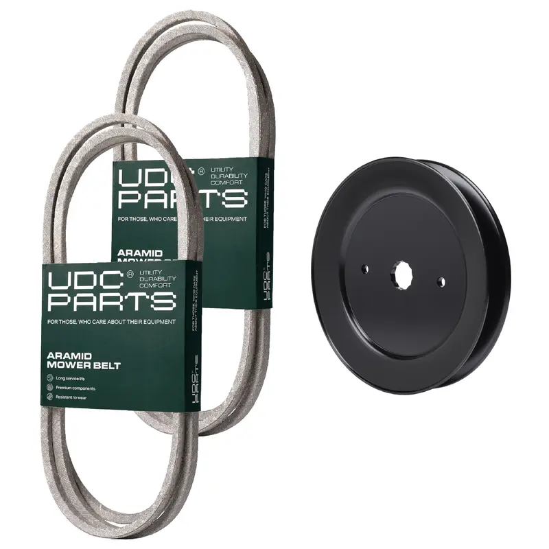 UDC Parts Mower Kit / Belt 138255 + Belt 144959 + Pulley 129861 / Fits Husqvarna GT200 GTH200 LT150 LT16542 LT18542 YT150 YT155 YT180 YTH180
