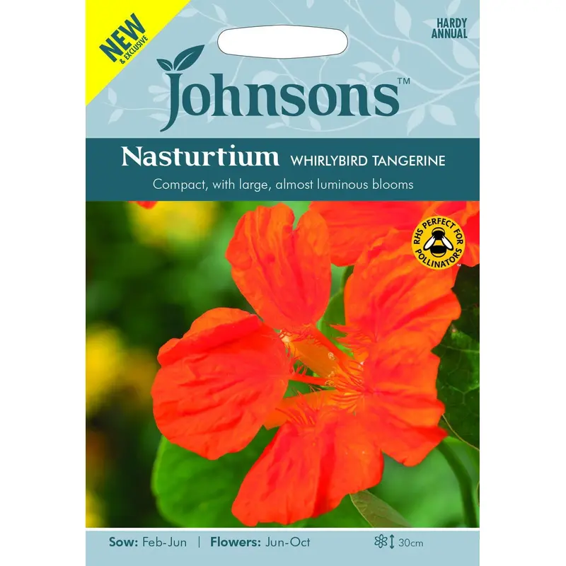 Johnsons Nasturtium Whirlybird Tangerine 25 Seeds