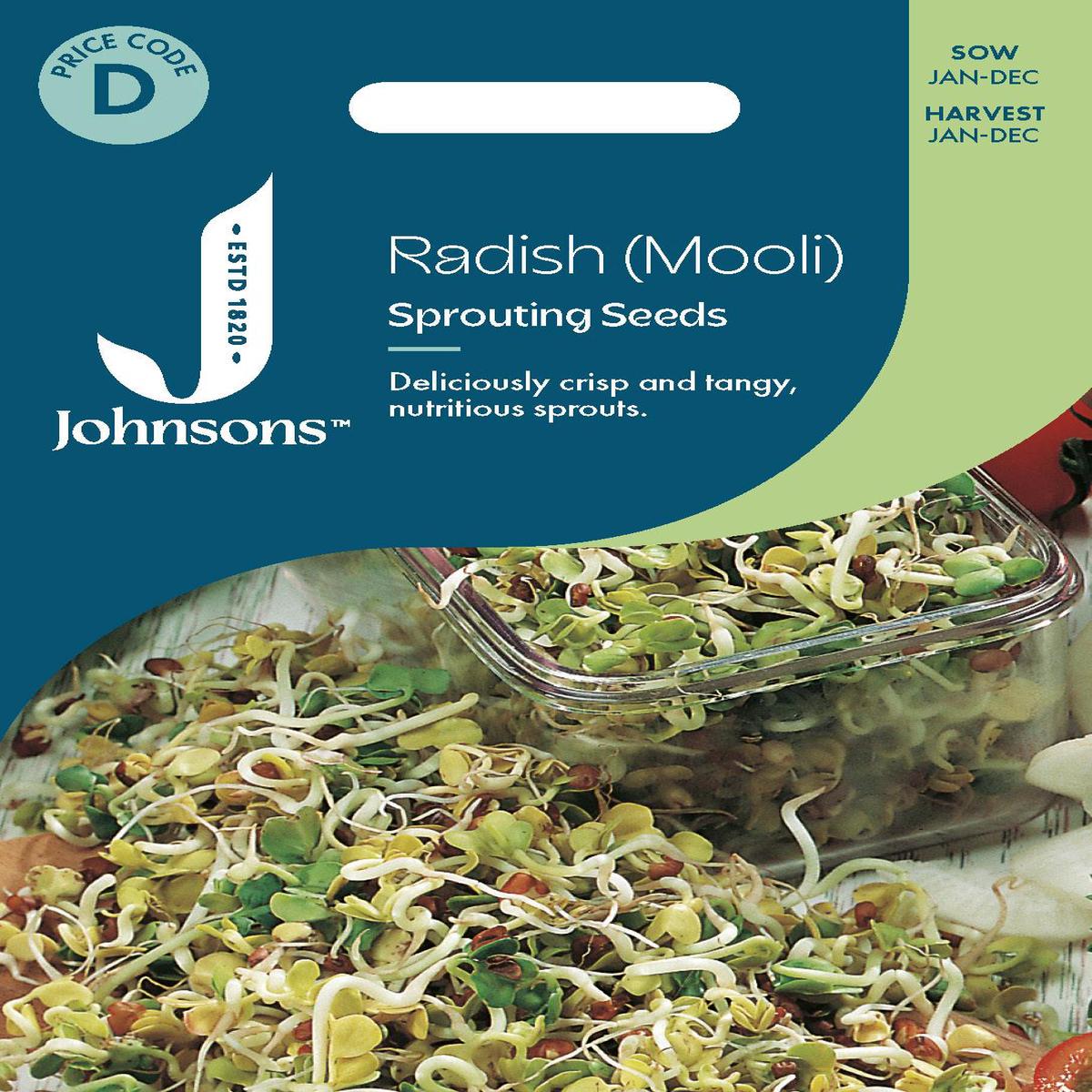 Johnsons - Radish (mooli) Sprouting Seeds - 1500 Seeds