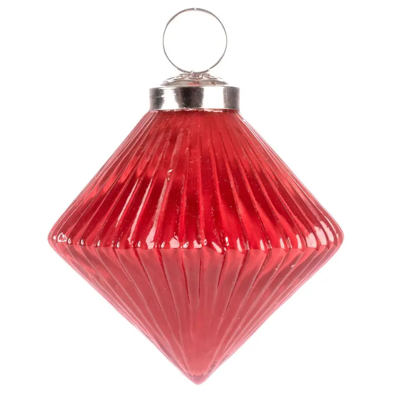 Karma, Fluted Diamond Crimson Ornament, 4"