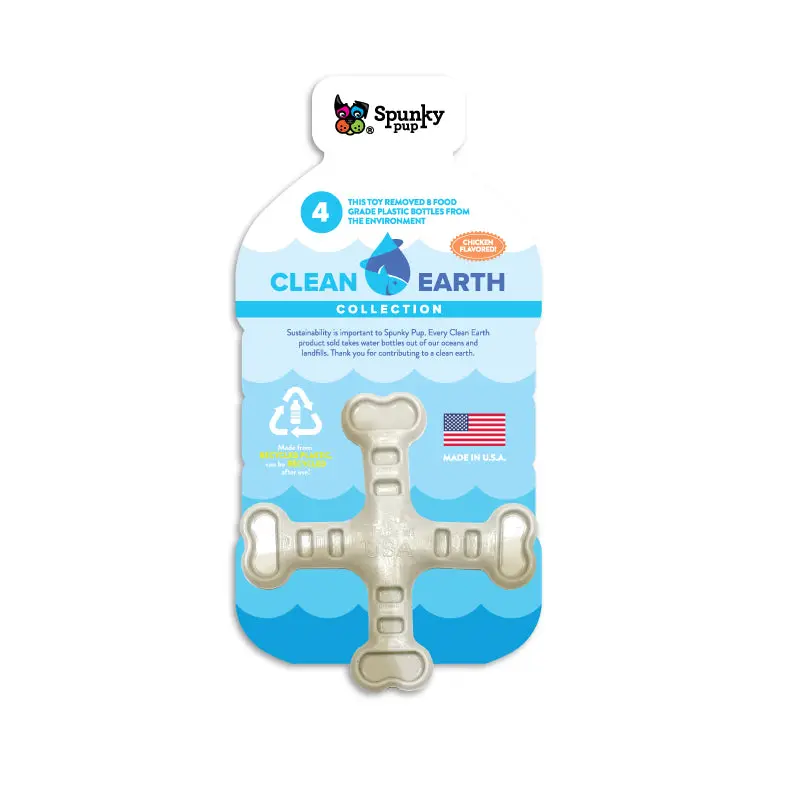 Spunky Pup Clean Earth Recycled Crossbones Dog Toy, 4"