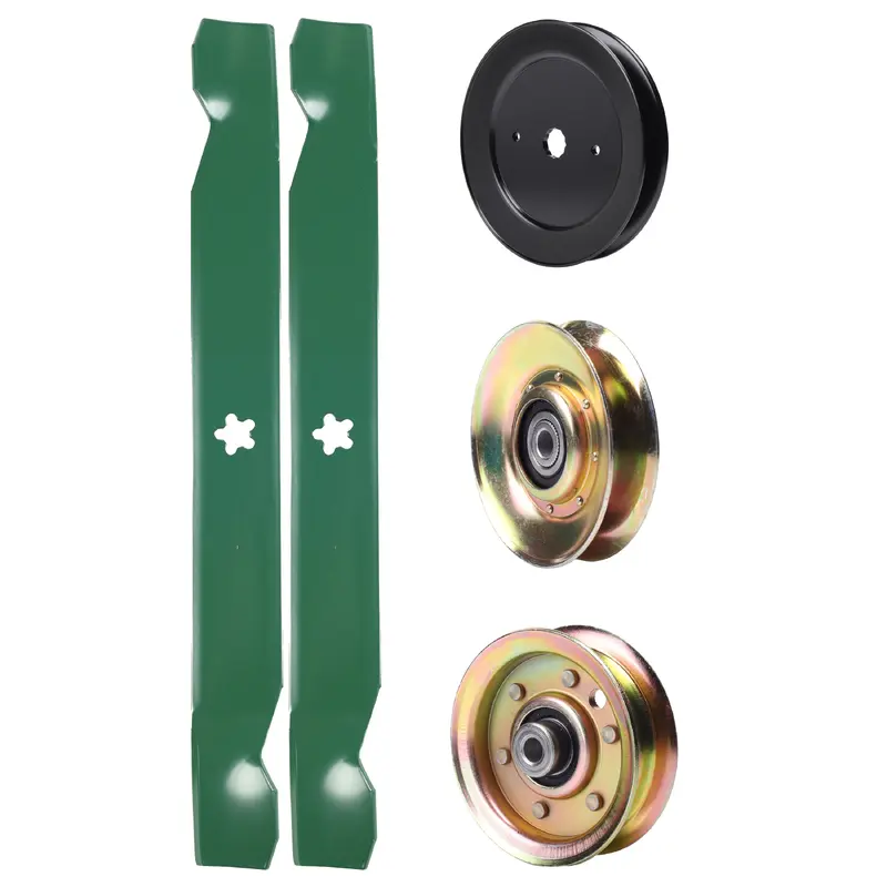 UDC Parts Mower Kit / Pulley 127783 + Pulley 129861 + Pulley 173437 + 2 Pack Blades 138971 / Fits Poulan Pro BB18542LT BB185H42LT BB185H42YT BB24H42YT CN1842STA CO1842STA CO18542STA CO18542STB
