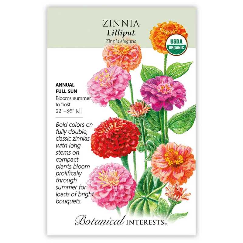 Zinnia, Botanical Interests Lilliput Seeds Organic