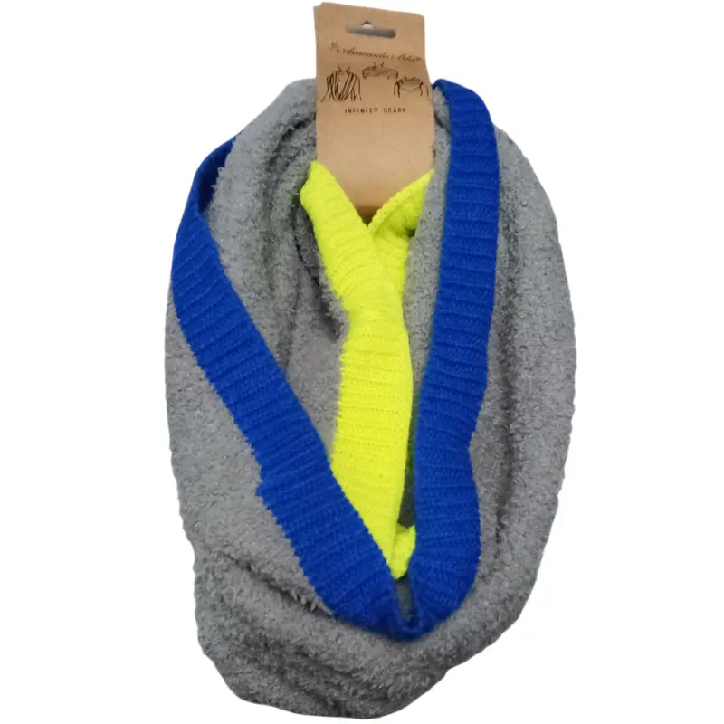 Amanda Blu, Neon Stripe Cowl, Gray/Lime/Blue, One Size Fits Most