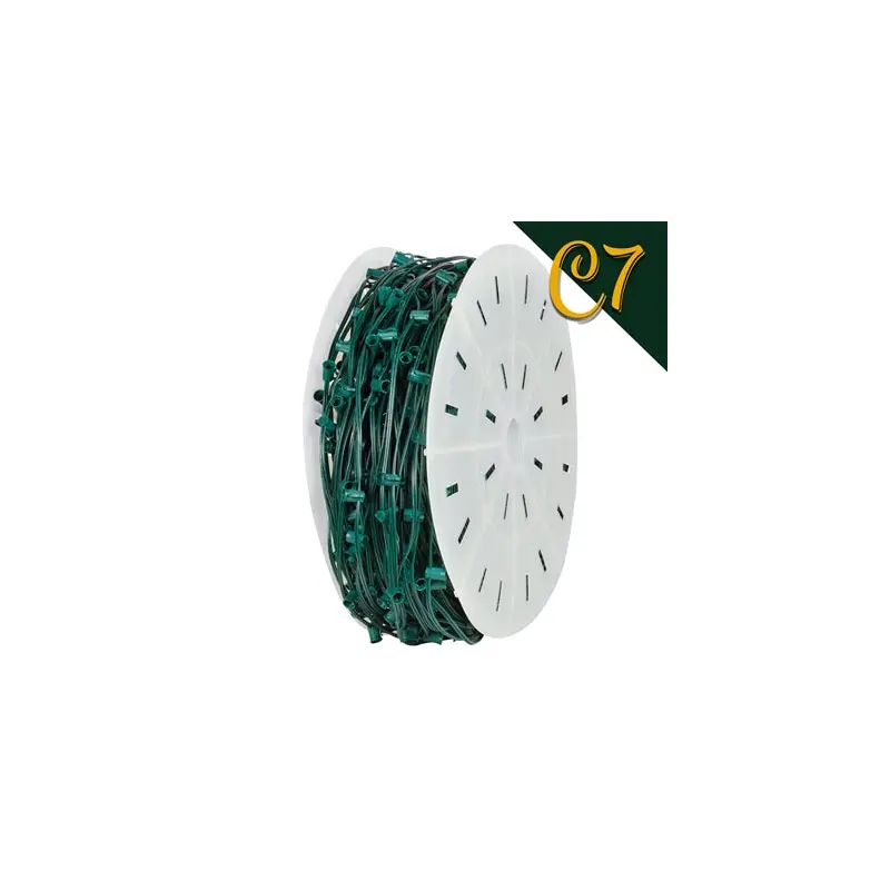 Holiday Bright Lights C7 Stringer Bulk Green Wire, 12-Inch Spacing, Sold By The Foot