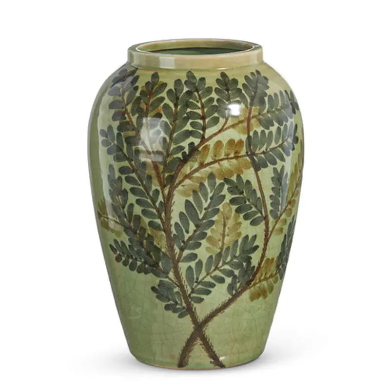Raz, Painted Fern Green Vase, 10"