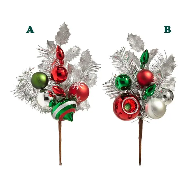RAZ, Silver Tinsel Ornament Pick, 16", Assorted & Sold Separately