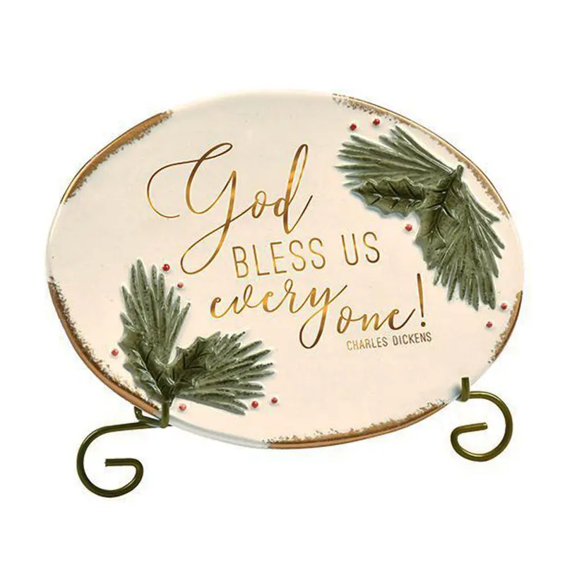 Grasslands Road, God Bless Us Everyone Plaque w/ Metal Stand