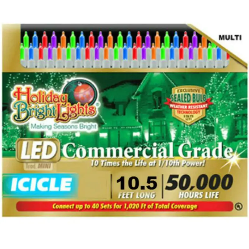 Holiday Bright Lights, Icicle Light Set, 70 Lights, Multi Color, T5
