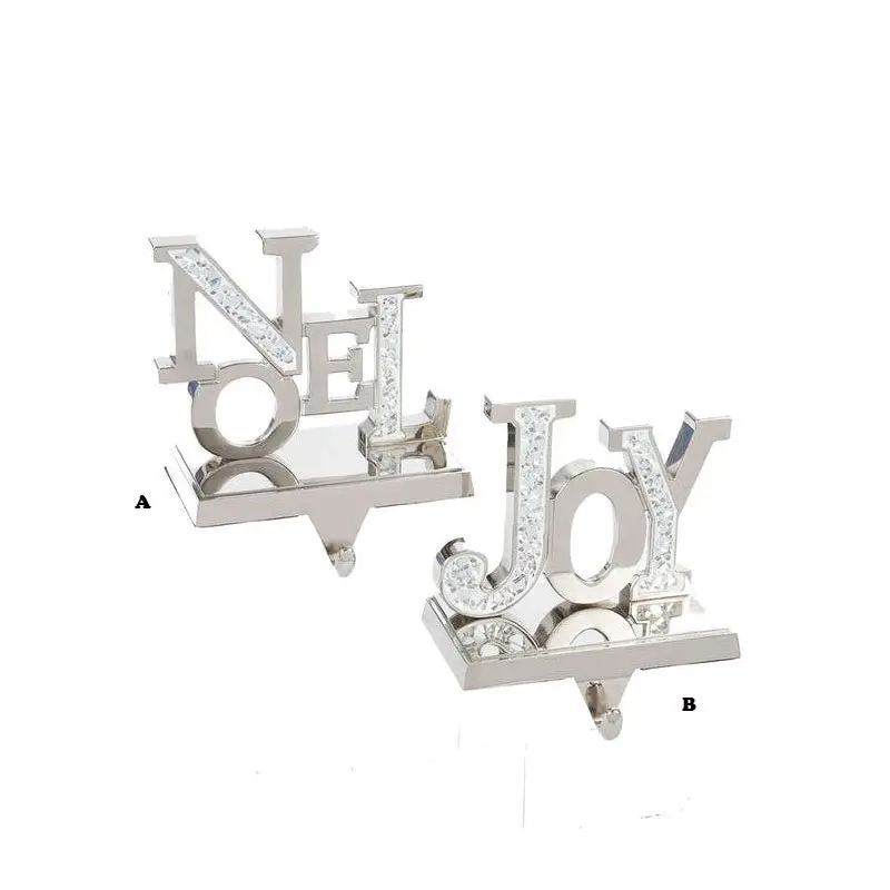 Kurt Adler Joy or Noel Stocking Hanger, 2 Assorted Sold Individually, 8.5"