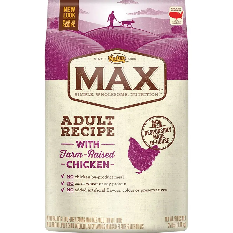 Nutro Max Adult Recipe with Chicken Dog Food, 25 LB