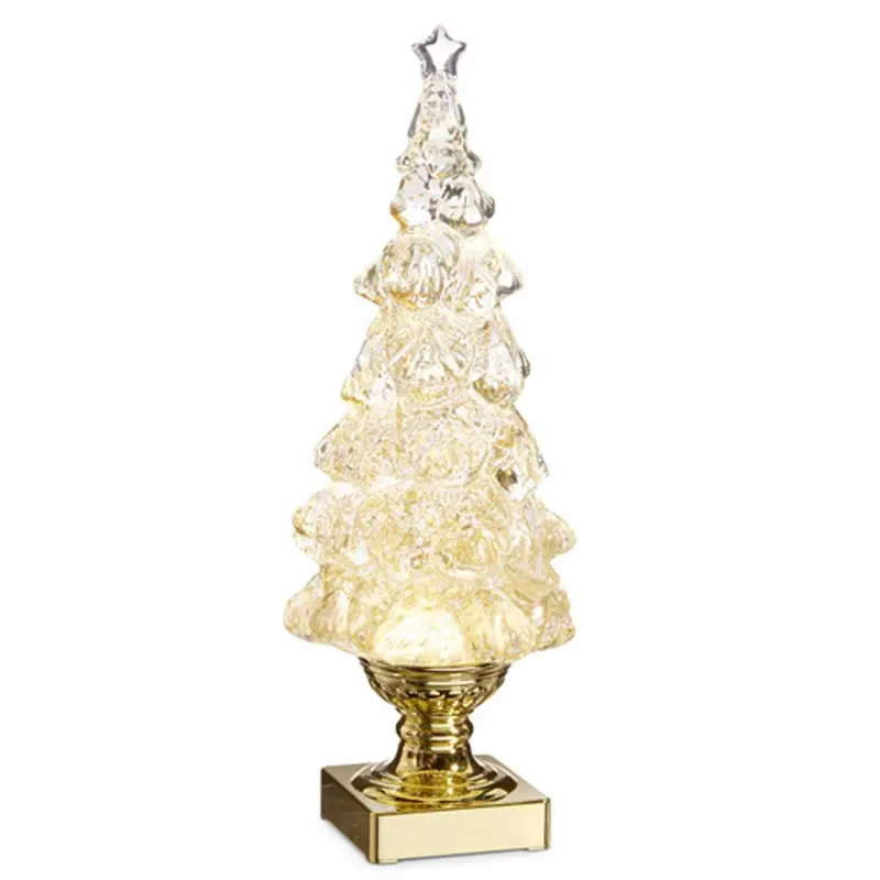 RAZ, Lighted Tree W/Gold Swirl Glitter, 14"