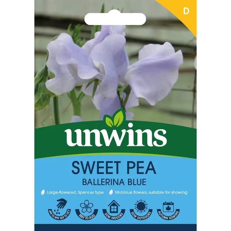 Unwins Flower Sweet Pea Ballerina Blue - 21 Seeds