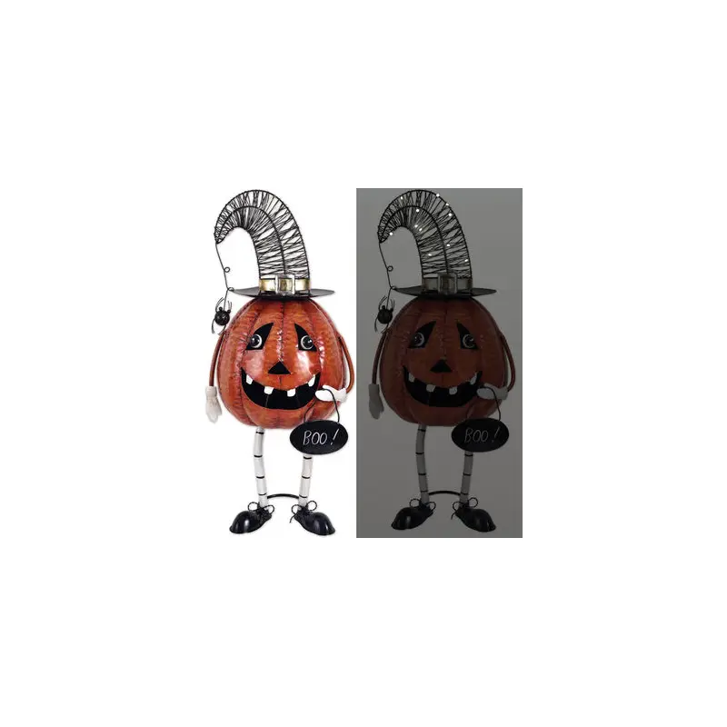 Dee-Nice Solar Pumpkin Wobble Sculpture 26"