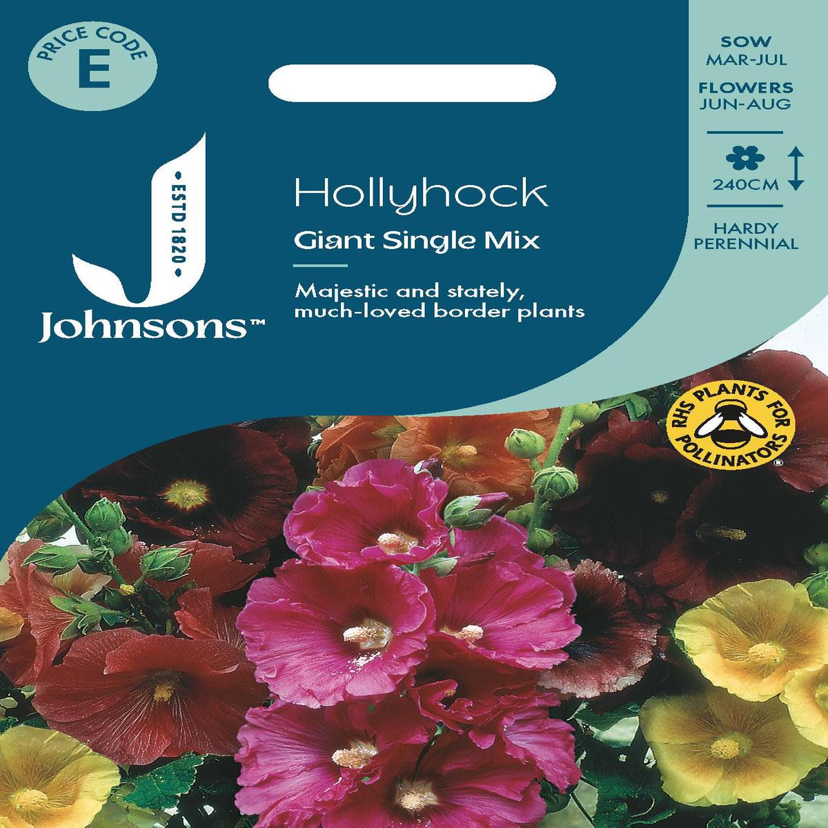 Johnsons - Hollyhock Giant Single Mix - 50 Seeds
