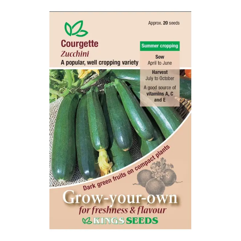 Kings Seeds Courgette Zucchini 20 Seeds