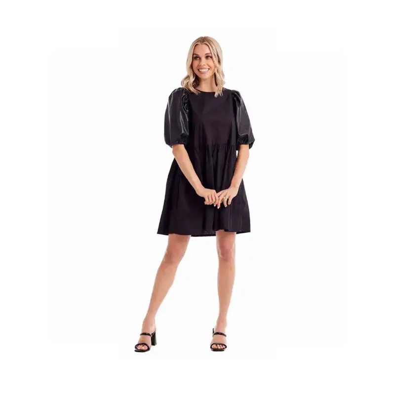 Mud Pie, Black Ren Leather Dress, Large