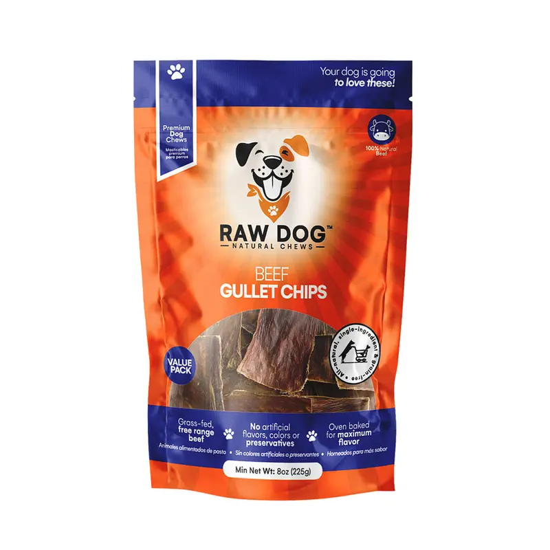 Raw Dog Natural Chews, Beef Gullet Chips, 8 oz.