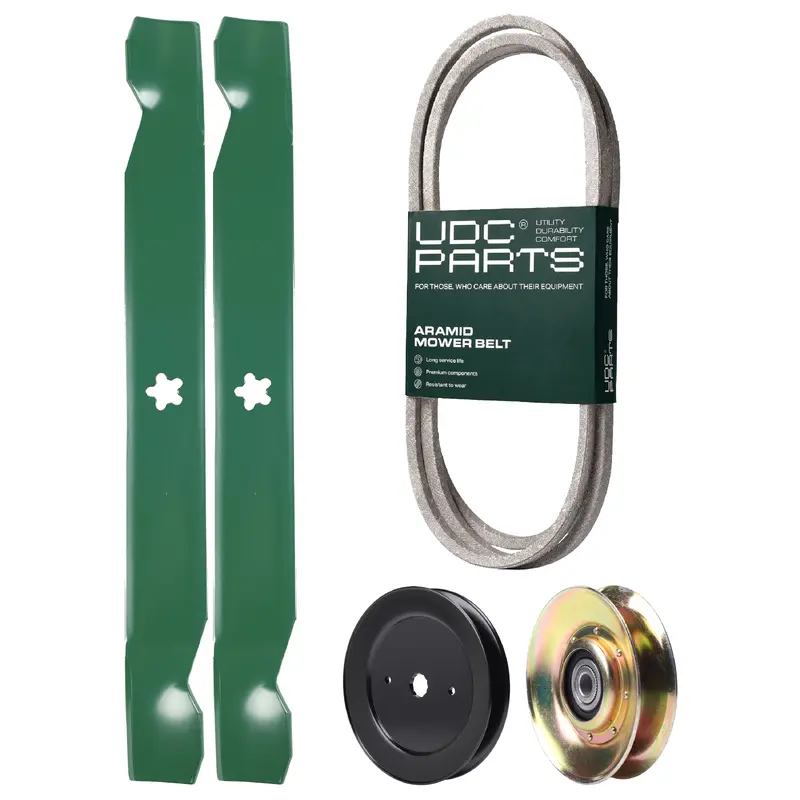 UDC Parts Mower Kit / Belt 138255 + Pulley 127783 + Pulley 129861 + 2 Pack Blades 138971 / Fits Wizard AYP1143A69 AYP1184A69 AYP7124A49 AYP7124A59 AYP7124B59 AYP7143A49 AYP7143A59 AYP7143A69