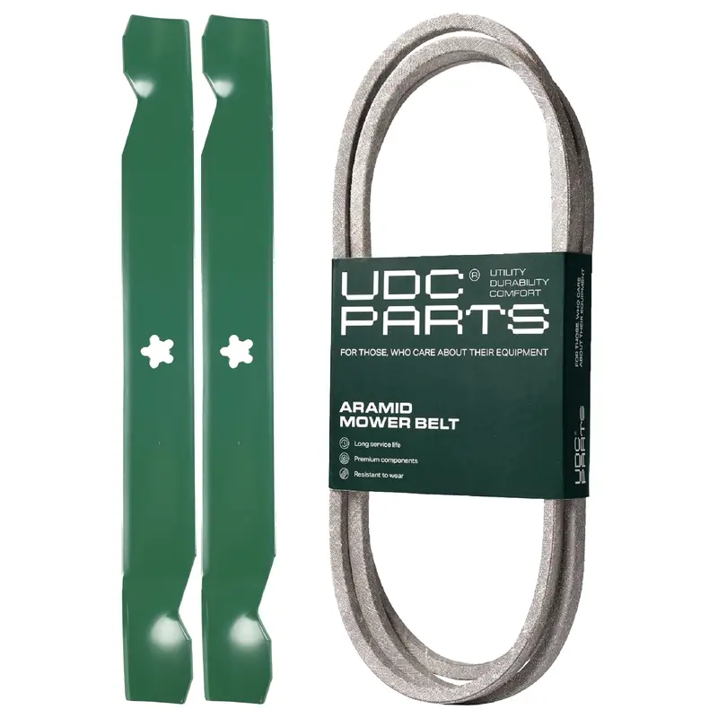 UDC Parts Mower Kit / Belt 144959 + 2 Pack Blades 138971 / Fits Statesman SO1542A SO1742STA SO17542LT SO17542STA SO17542STB SO17H42STA SO19H42LT SP185H42LT SP185H42STA SP185H42STB SP185H42YT