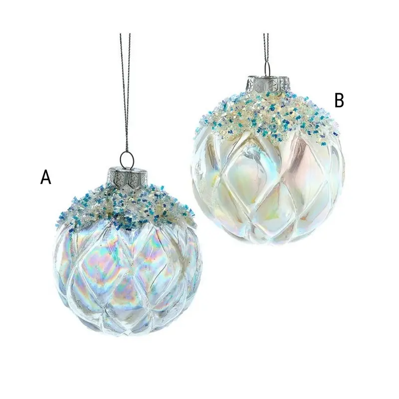 100MM White Glitter Ornament, Assorted and Sold Separately