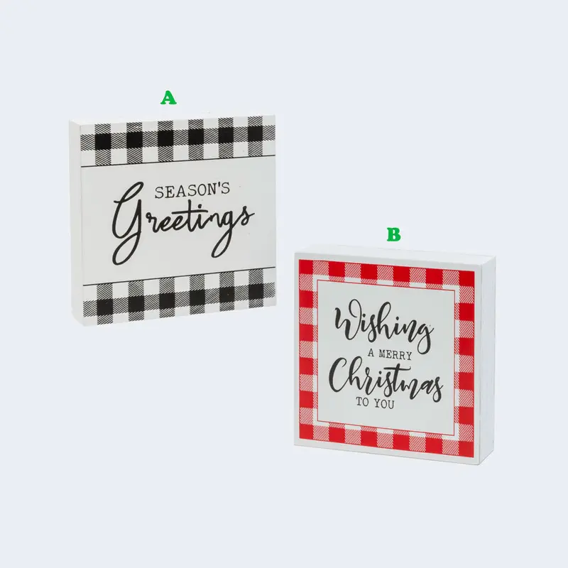 Gerson Holiday Wooden Block, 5.9"H, Assorted Sold Individually