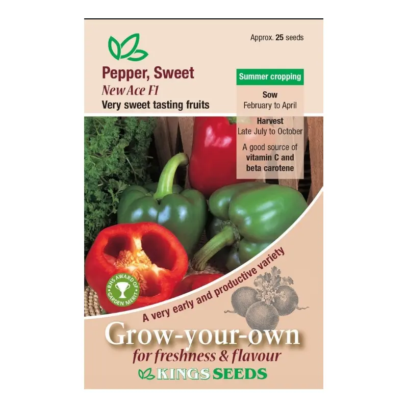 Kings Seeds Pepper New Ace F1 Hybrid 25 Seeds